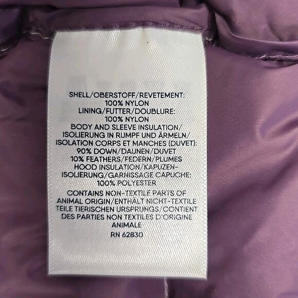 Lands End Womens Down Puffer Coat Sz 2X Hooded Purple Colorblock Quilted - Picture 6 of 10